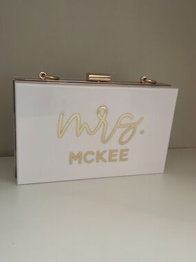 White Acrylic Clutch Customized “Mrs. McKee”